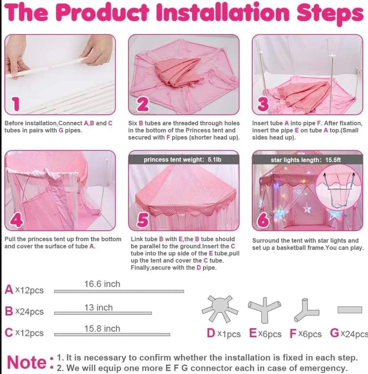 Princess Castle Play Tent House Without Fairy Lights